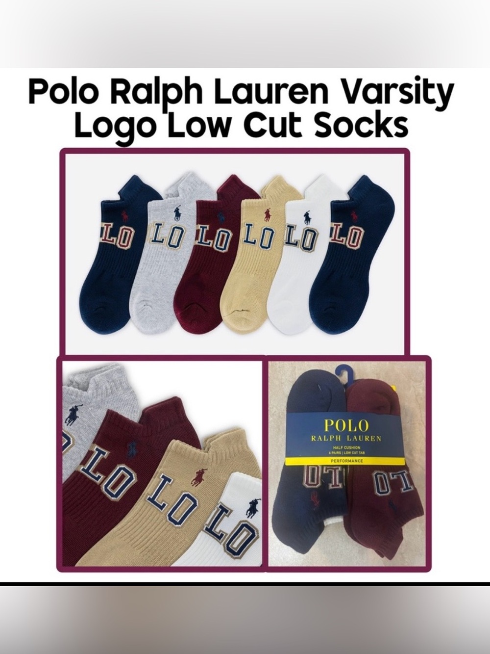Polo Ralph Lauren Varsity Logo Low Cut Socks